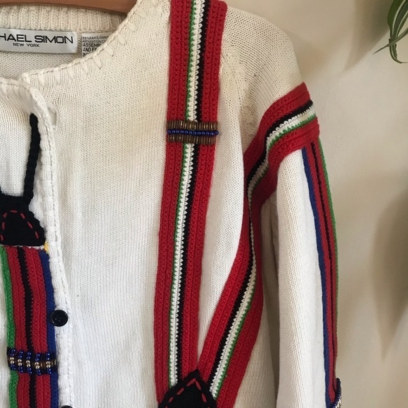 Unisex Vintage Michael Simon Suspenders Cardigan Sweater - Picture 7 of 11
